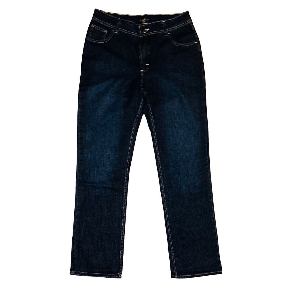 Riders By Lee Straight Leg High Waist Womens Jeans Size 14 L Blue Stretch Dark